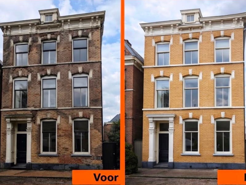 Gevelrenovatie herenhuis — voor & na